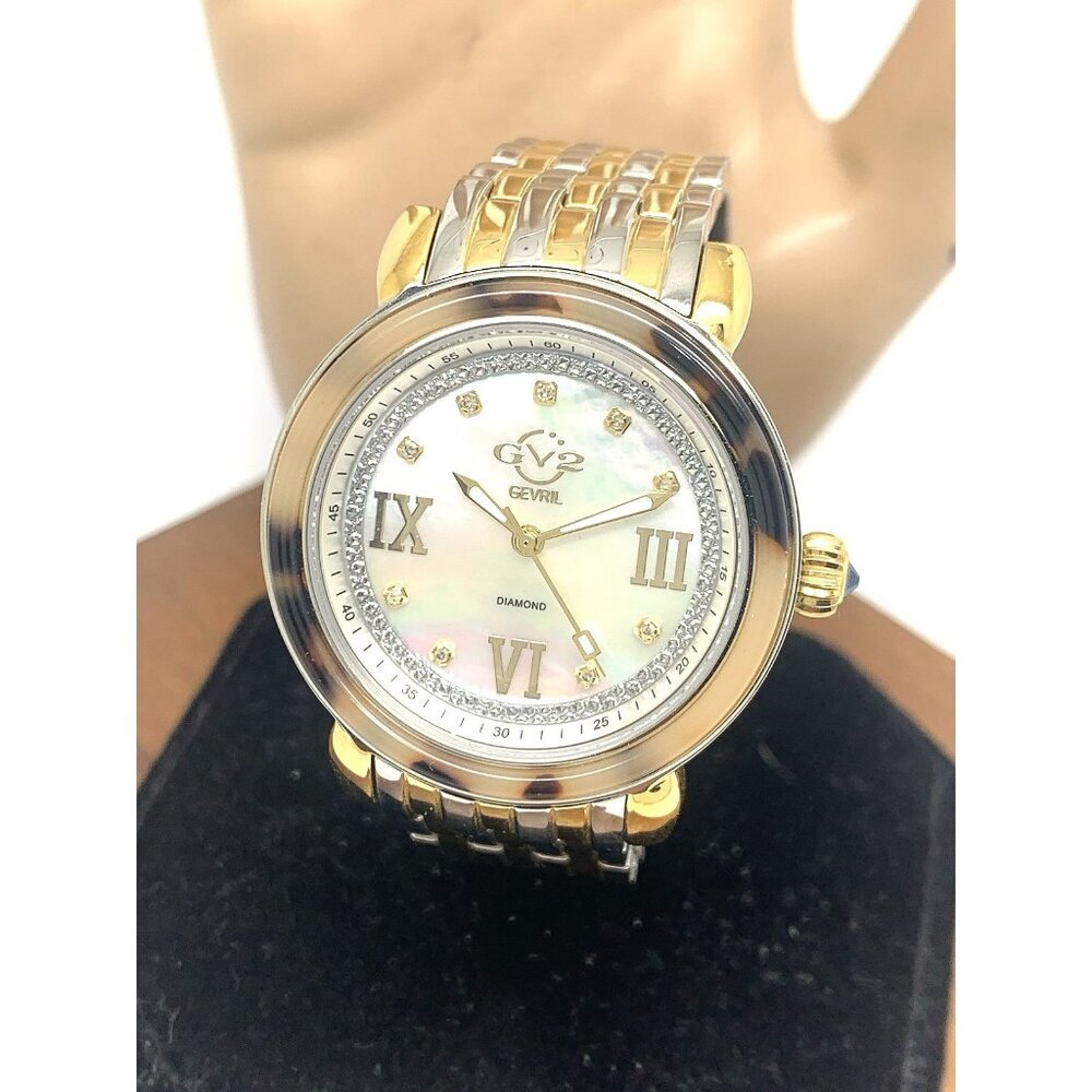 GV2 by Gevril Women's Watch 9854B Swiss Quartz Diamond Mother of Pearl Dial 37mm